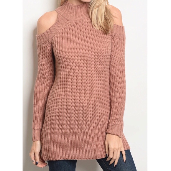 For The Pretty Girls Sweaters - Blush Cold Shoulder Sweater